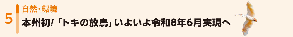 5自然・環境/本州初!「トキの放鳥」いよいよ令和8年6月実現へ 